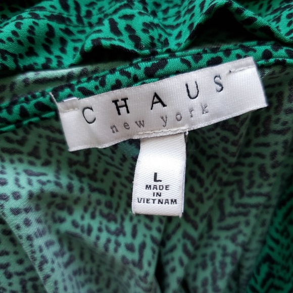 Chaus Green & Black Printed Top Size L - Picture 4 of 5